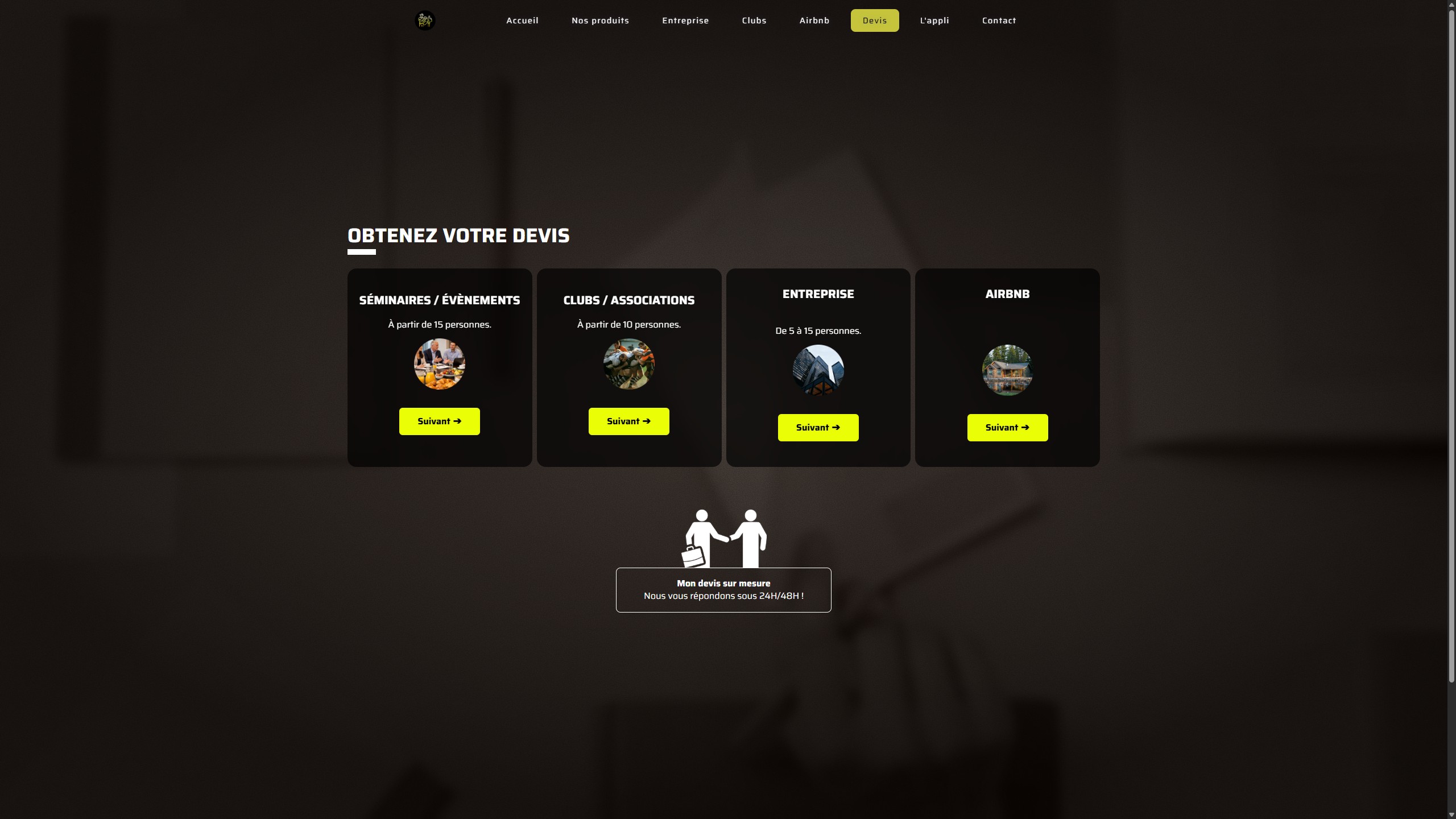 Onglet devis sur mesure