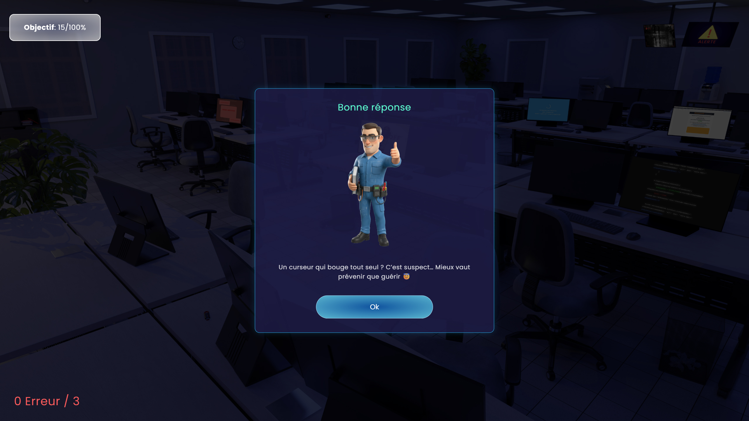 Réponse du serious game.