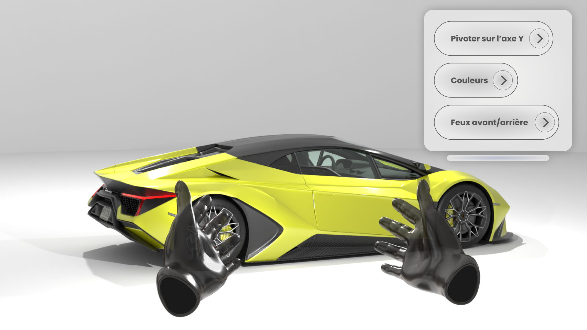 Démonstration pour meta quest d’une voiture de luxe.